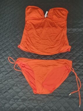 Calvin Klein Strapless Orange Bikini Tankini Set
